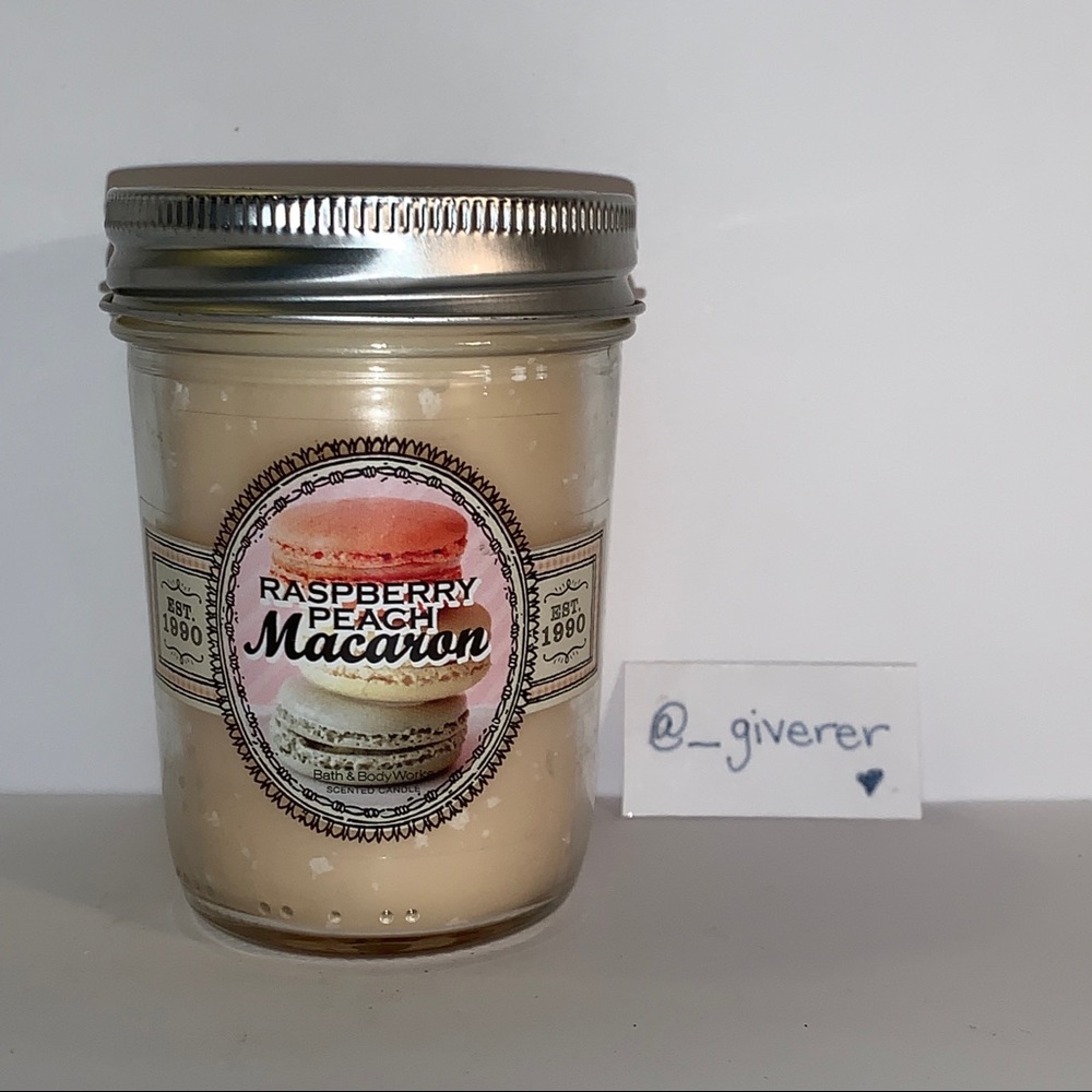 RARE Raspberry Peach Macaron Sweet Shop Mason Jar Candle